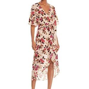 Alice‎ + Olivia Pink Cream Floral Velvet Embroidered Silk Maxi Dress